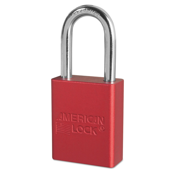 American Lock Solid Aluminum Padlock, 1 1/2" Wide, Red, 2 Keys A1106RED-KD